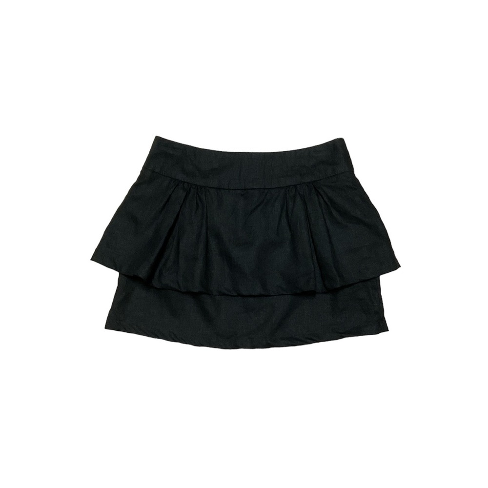 XXI Peplum Mini Skirt Women’s S Forever 21 2010’s Twee Tiered Black Linen Casual